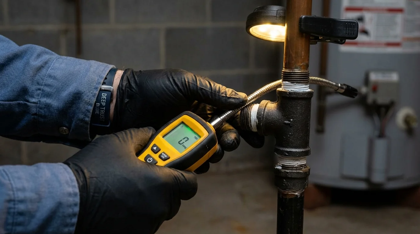Gas leak detection with electronic sniffer by Johns Plumbing LLC in Edgewater